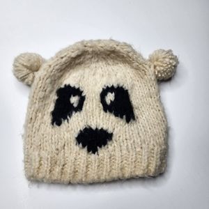 Panda Hat Beanie by Chelsea Girl Cream Black Knit